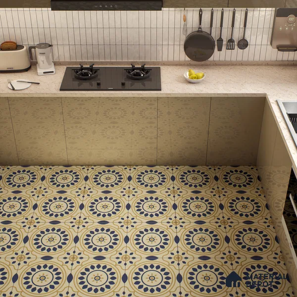 Moroccan Floor & Wall Tile TL 00251 Brown & Blue 1 ft x 1 ft Matte Finish Ceramic Tile - 9 mm | Suitable For Kitchen, Bathroom, Dining Area | Please Expect a Slight Variation of Pattern