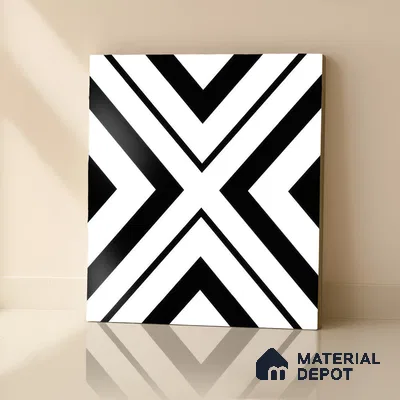 Moroccan Floor & Wall Tile TL 00252 Monochrome Cross 1 ft x 1 ft Matte Finish Ceramic Tile - 9 mm | Suitable For Kitchen, Bathroom, Dining Area | Please Expect a Slight Variation of Pattern