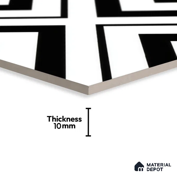 Moroccan Floor & Wall Tile TL 00252 Monochrome Cross 1 ft x 1 ft Matte Finish Ceramic Tile - 9 mm | Suitable For Kitchen, Bathroom, Dining Area | Please Expect a Slight Variation of Pattern