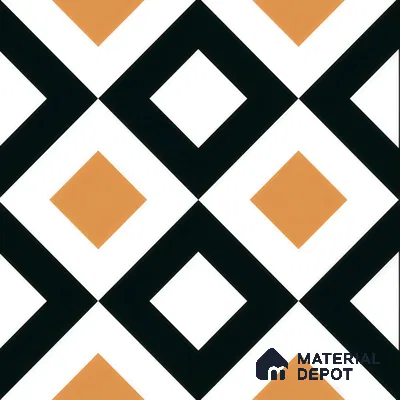 Moroccan Floor & Wall Tile TL 00253 Noir Yellow 1 ft x 1 ft Matte Finish Ceramic Tile - 9 mm | Suitable For Kitchen, Bathroom, Dining Area | Please Expect a Slight Variation of Pattern