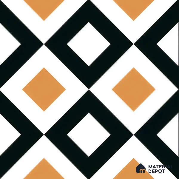 Moroccan Floor & Wall Tile TL 00253 Noir Yellow 1 ft x 1 ft Matte Finish Ceramic Tile - 9 mm | Suitable For Kitchen, Bathroom, Dining Area | Please Expect a Slight Variation of Pattern