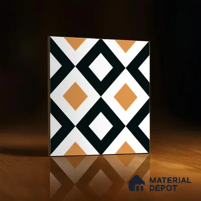 Moroccan Floor & Wall Tile TL 00253 Noir Yellow 1 ft x 1 ft Matte Finish Ceramic Tile - 9 mm | Suitable For Kitchen, Bathroom, Dining Area | Please Expect a Slight Variation of Pattern