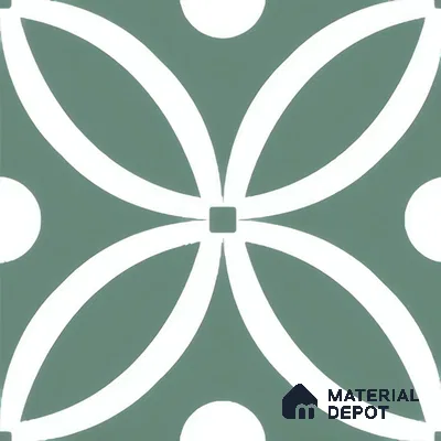 Moroccan Floor & Wall Tile TL 00254 Floral Green 1 ft x 1 ft Matte Finish Ceramic Tile - 9 mm | Suitable For Kitchen, Bathroom, Dining Area | Please Expect a Slight Variation of Pattern