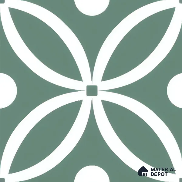 Moroccan Floor & Wall Tile TL 00254 Floral Green 1 ft x 1 ft Matte Finish Ceramic Tile - 9 mm | Suitable For Kitchen, Bathroom, Dining Area | Please Expect a Slight Variation of Pattern