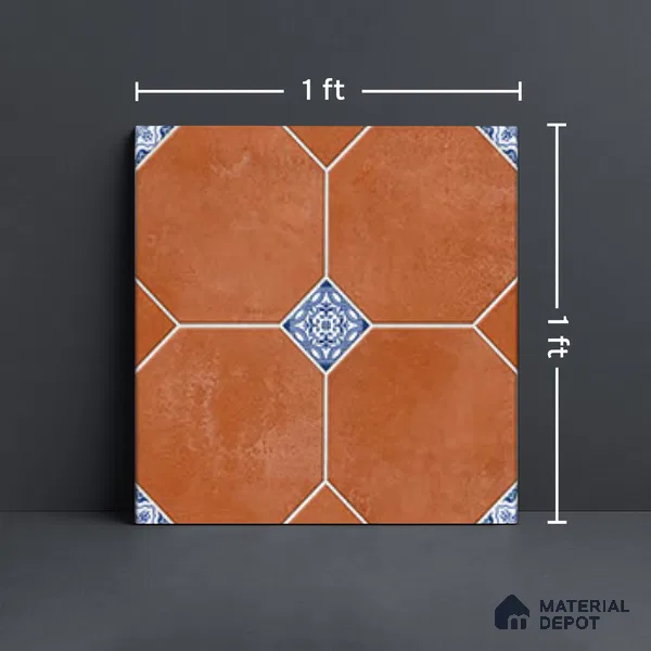 TL 04369 Mud Brown Moroccan Look Matte Finish 300 x 300 mm Ceramic Vitrified Tile - 9 mm | Please Expect a Slight Variation of Pattern