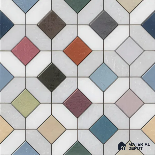 Moroccan Floor & Wall Tile TL 04370 Vibrant Dusk 1 ft x 1 ft Matte Finish Ceramic Tile - 9 mm | Suitable For Kitchen, Bathroom, Balcony | Please Expect a Slight Variation of Pattern