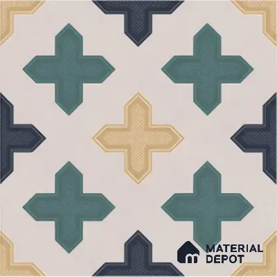 Moroccan Floor & Wall Tile TL 04371 Yellow & Green 1 ft x 1 ft Matte Finish Ceramic Tile - 9 mm | Suitable For Kitchen, Bathroom, Dining Area | Please Expect a Slight Variation of Pattern