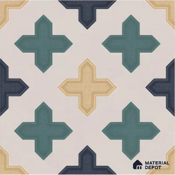 Moroccan Floor & Wall Tile TL 04371 Yellow & Green 1 ft x 1 ft Matte Finish Ceramic Tile - 9 mm | Suitable For Kitchen, Bathroom, Dining Area | Please Expect a Slight Variation of Pattern