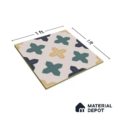 Moroccan Floor & Wall Tile TL 04371 Yellow & Green 1 ft x 1 ft Matte Finish Ceramic Tile - 9 mm | Suitable For Kitchen, Bathroom, Dining Area | Please Expect a Slight Variation of Pattern