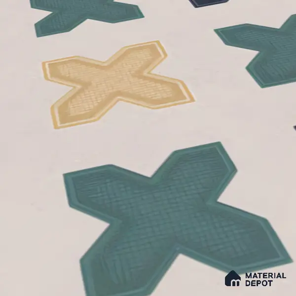 Moroccan Floor & Wall Tile TL 04371 Yellow & Green 1 ft x 1 ft Matte Finish Ceramic Tile - 9 mm | Suitable For Kitchen, Bathroom, Dining Area | Please Expect a Slight Variation of Pattern
