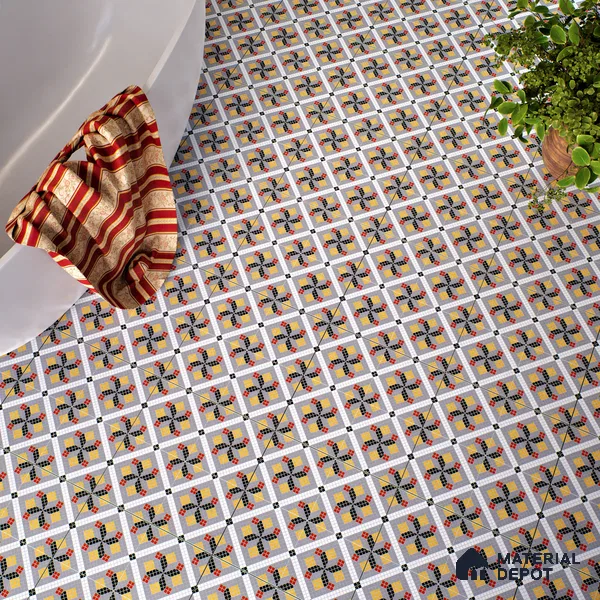 Moroccan Floor & Wall Tile TL 04373 Pacman 1 ft x 1 ft Matte Finish Ceramic Tile - 9 mm | Suitable For Kitchen, Bathroom, Balcony | Please Expect a Slight Variation of Pattern