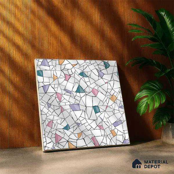 Moroccan Floor & Wall Tile TL 04374 Vibrant Terazzo 1 ft x 1 ft Matte Finish Ceramic Tile - 9 mm | Suitable For Kitchen, Bathroom, Dining Area | Please Expect a Slight Variation of Pattern