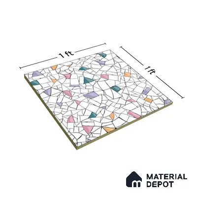 Moroccan Floor & Wall Tile TL 04374 Vibrant Terazzo 1 ft x 1 ft Matte Finish Ceramic Tile - 9 mm | Suitable For Kitchen, Bathroom, Dining Area | Please Expect a Slight Variation of Pattern