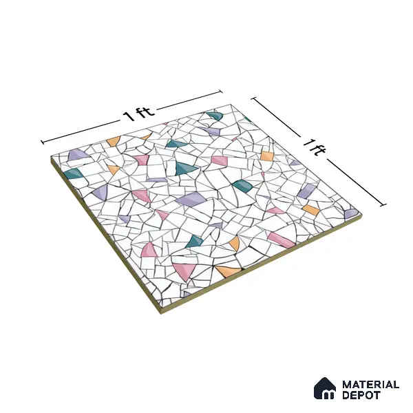 Moroccan Floor & Wall Tile TL 04374 Vibrant Terazzo 1 ft x 1 ft Matte Finish Ceramic Tile - 9 mm | Suitable For Kitchen, Bathroom, Dining Area | Please Expect a Slight Variation of Pattern
