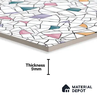 Moroccan Floor & Wall Tile TL 04374 Vibrant Terazzo 1 ft x 1 ft Matte Finish Ceramic Tile - 9 mm | Suitable For Kitchen, Bathroom, Dining Area | Please Expect a Slight Variation of Pattern