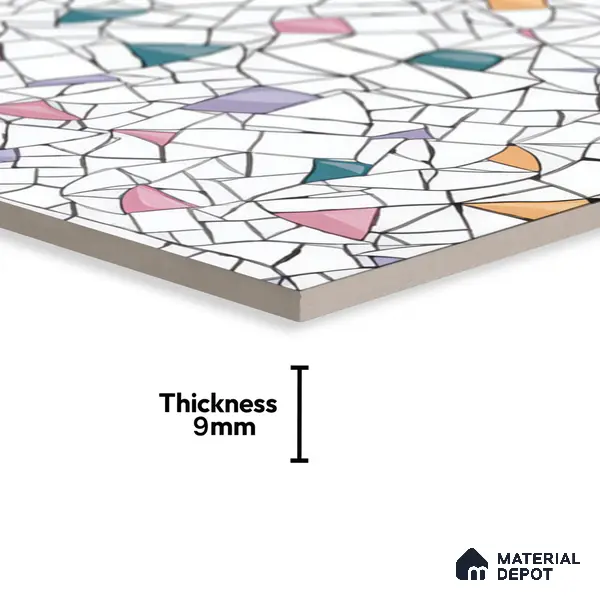 Moroccan Floor & Wall Tile TL 04374 Vibrant Terazzo 1 ft x 1 ft Matte Finish Ceramic Tile - 9 mm | Suitable For Kitchen, Bathroom, Dining Area | Please Expect a Slight Variation of Pattern