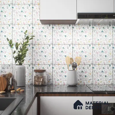 Moroccan Floor & Wall Tile TL 04374 Vibrant Terazzo 1 ft x 1 ft Matte Finish Ceramic Tile - 9 mm | Suitable For Kitchen, Bathroom, Dining Area | Please Expect a Slight Variation of Pattern