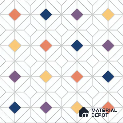 Moroccan Floor & Wall Tile TL 04375 Multi Nodes 1 ft x 1 ft Matte Finish Ceramic Tile - 9 mm | Suitable For Kitchen, Bathroom, Dining Area | Please Expect a Slight Variation of Pattern
