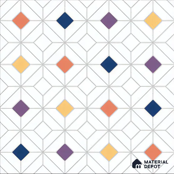 Moroccan Floor & Wall Tile TL 04375 Multi Nodes 1 ft x 1 ft Matte Finish Ceramic Tile - 9 mm | Suitable For Kitchen, Bathroom, Dining Area | Please Expect a Slight Variation of Pattern