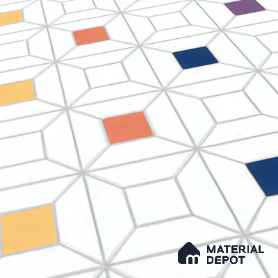 Moroccan Floor & Wall Tile TL 04375 Multi Nodes 1 ft x 1 ft Matte Finish Ceramic Tile - 9 mm | Suitable For Kitchen, Bathroom, Dining Area | Please Expect a Slight Variation of Pattern
