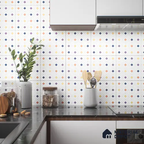 Moroccan Floor & Wall Tile TL 04375 Multi Nodes 1 ft x 1 ft Matte Finish Ceramic Tile - 9 mm | Suitable For Kitchen, Bathroom, Dining Area | Please Expect a Slight Variation of Pattern