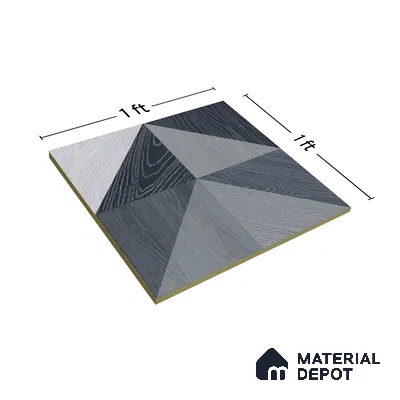 Moroccan Floor & Wall Tile TL 04376 B Sliced Blue Wood 1 ft x 1 ft Matte Finish Ceramic Tile - 9 mm | Random Design | Suitable For Kitchen, Bathroom, Balcony | Please Expect a Slight Variation of Pattern
