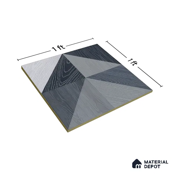 Moroccan Floor & Wall Tile TL 04376 B Sliced Blue Wood 1 ft x 1 ft Matte Finish Ceramic Tile - 9 mm | Random Design | Suitable For Kitchen, Bathroom, Balcony | Please Expect a Slight Variation of Pattern