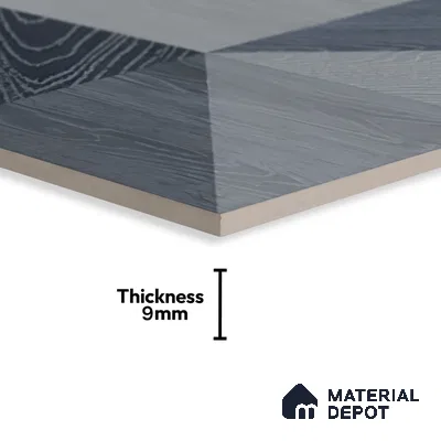 Moroccan Floor & Wall Tile TL 04376 B Sliced Blue Wood 1 ft x 1 ft Matte Finish Ceramic Tile - 9 mm | Random Design | Suitable For Kitchen, Bathroom, Balcony | Please Expect a Slight Variation of Pattern
