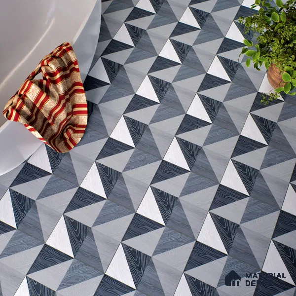 Moroccan Floor & Wall Tile TL 04376 B Sliced Blue Wood 1 ft x 1 ft Matte Finish Ceramic Tile - 9 mm | Random Design | Suitable For Kitchen, Bathroom, Balcony | Please Expect a Slight Variation of Pattern