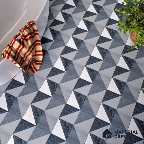 Moroccan Floor & Wall Tile TL 04376 B Sliced Blue Wood 1 ft x 1 ft Matte Finish Ceramic Tile - 9 mm | Random Design | Suitable For Kitchen, Bathroom, Balcony | Please Expect a Slight Variation of Pattern