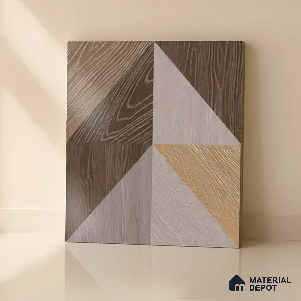 Moroccan Floor & Wall Tile TL 04376 Sliced Brown Wood 1 ft x 1 ft Matte Finish Ceramic Tile - 9 mm | Random Design | Suitable For Kitchen, Bathroom, Balcony | Please Expect a Slight Variation of Pattern