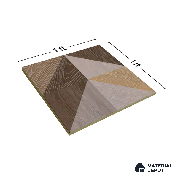 Moroccan Floor & Wall Tile TL 04376 Sliced Brown Wood 1 ft x 1 ft Matte Finish Ceramic Tile - 9 mm | Random Design | Suitable For Kitchen, Bathroom, Balcony | Please Expect a Slight Variation of Pattern