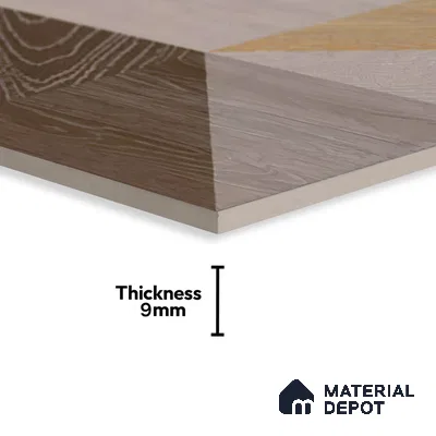 Moroccan Floor & Wall Tile TL 04376 Sliced Brown Wood 1 ft x 1 ft Matte Finish Ceramic Tile - 9 mm | Random Design | Suitable For Kitchen, Bathroom, Balcony | Please Expect a Slight Variation of Pattern