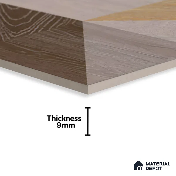 Moroccan Floor & Wall Tile TL 04376 Sliced Brown Wood 1 ft x 1 ft Matte Finish Ceramic Tile - 9 mm | Random Design | Suitable For Kitchen, Bathroom, Balcony | Please Expect a Slight Variation of Pattern
