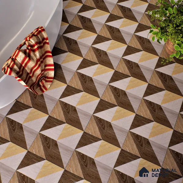Moroccan Floor & Wall Tile TL 04376 Sliced Brown Wood 1 ft x 1 ft Matte Finish Ceramic Tile - 9 mm | Random Design | Suitable For Kitchen, Bathroom, Balcony | Please Expect a Slight Variation of Pattern