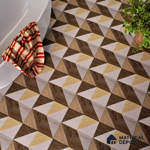 Moroccan Floor & Wall Tile TL 04376 Sliced Brown Wood 1 ft x 1 ft Matte Finish Ceramic Tile - 9 mm | Random Design | Suitable For Kitchen, Bathroom, Balcony | Please Expect a Slight Variation of Pattern