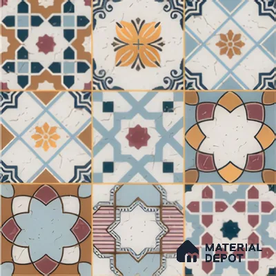 Moroccan Floor & Wall Tile TL 04378 Mor Blue 1 ft x 1 ft Matte Finish Ceramic Tile - 9 mm | Suitable For Kitchen, Bathroom, Dining Area | Please Expect a Slight Variation of Pattern