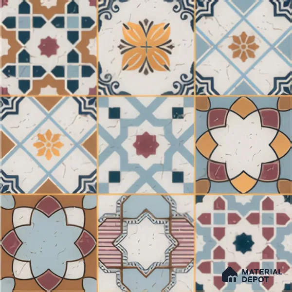 Moroccan Floor & Wall Tile TL 04378 Mor Blue 1 ft x 1 ft Matte Finish Ceramic Tile - 9 mm | Suitable For Kitchen, Bathroom, Dining Area | Please Expect a Slight Variation of Pattern
