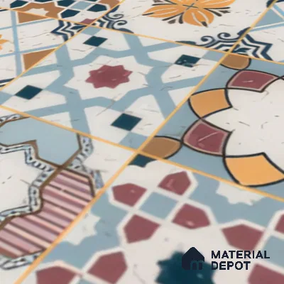 Moroccan Floor & Wall Tile TL 04378 Mor Blue 1 ft x 1 ft Matte Finish Ceramic Tile - 9 mm | Suitable For Kitchen, Bathroom, Dining Area | Please Expect a Slight Variation of Pattern