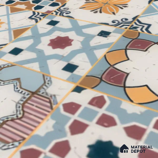 Moroccan Floor & Wall Tile TL 04378 Mor Blue 1 ft x 1 ft Matte Finish Ceramic Tile - 9 mm | Suitable For Kitchen, Bathroom, Dining Area | Please Expect a Slight Variation of Pattern