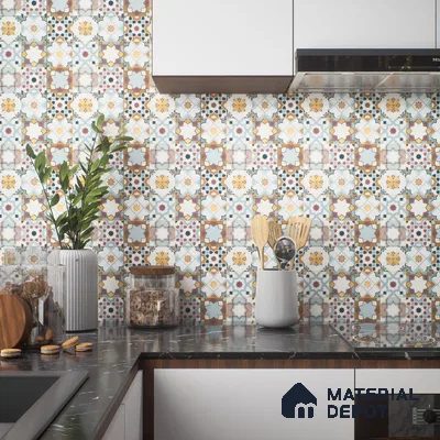 Moroccan Floor & Wall Tile TL 04378 Mor Blue 1 ft x 1 ft Matte Finish Ceramic Tile - 9 mm | Suitable For Kitchen, Bathroom, Dining Area | Please Expect a Slight Variation of Pattern