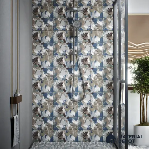 Moroccan Floor & Wall Tile TL 04379 B Blue Random Forest 1 ft x 1 ft Matte Finish Ceramic Tile - 9 mm | Suitable For Kitchen, Bathroom, Dining Area | Please Expect a Slight Variation of Pattern