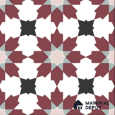 Moroccan Floor & Wall Tile TL 00257 Dark Purple 1 ft x 1 ft Matte Finish Ceramic Tile - 9 mm | Suitable For Kitchen, Bathroom, Dining Area | Please Expect a Slight Variation of Pattern