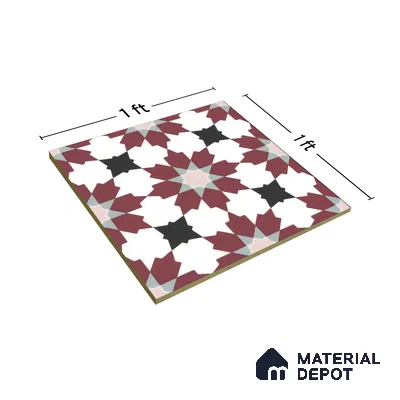 Moroccan Floor & Wall Tile TL 00257 Dark Purple 1 ft x 1 ft Matte Finish Ceramic Tile - 9 mm | Suitable For Kitchen, Bathroom, Dining Area | Please Expect a Slight Variation of Pattern