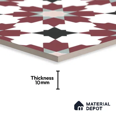 Moroccan Floor & Wall Tile TL 00257 Dark Purple 1 ft x 1 ft Matte Finish Ceramic Tile - 9 mm | Suitable For Kitchen, Bathroom, Dining Area | Please Expect a Slight Variation of Pattern