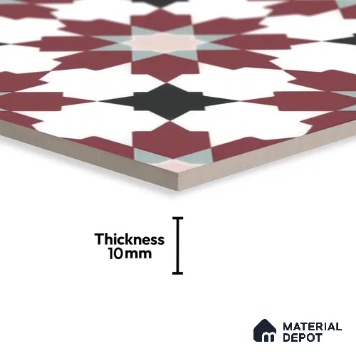 Moroccan Floor & Wall Tile TL 00257 Dark Purple 1 ft x 1 ft Matte Finish Ceramic Tile - 9 mm | Suitable For Kitchen, Bathroom, Dining Area | Please Expect a Slight Variation of Pattern