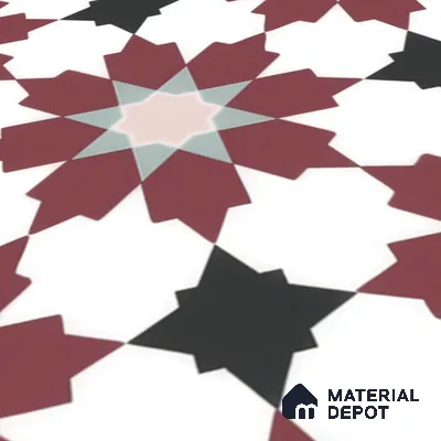 Moroccan Floor & Wall Tile TL 00257 Dark Purple 1 ft x 1 ft Matte Finish Ceramic Tile - 9 mm | Suitable For Kitchen, Bathroom, Dining Area | Please Expect a Slight Variation of Pattern