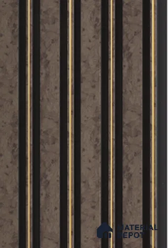 Multi Colour Stone Louver 7204 9 ft x 5 inch Charcoal Panel - 12 mm | Suitable for Feature Wall, TV Unit & Living Room | Width is Subjected to 5% Variation