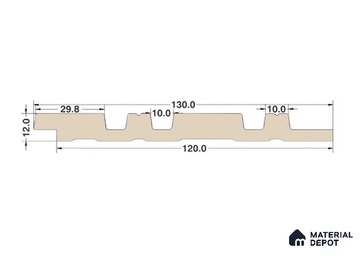 Beige Stone Louver 7205 9 ft x 5 inch Charcoal Panel - 12 mm | Suitable for Feature Wall, TV Unit & Living Room | Width is Subjected to 5% Variation