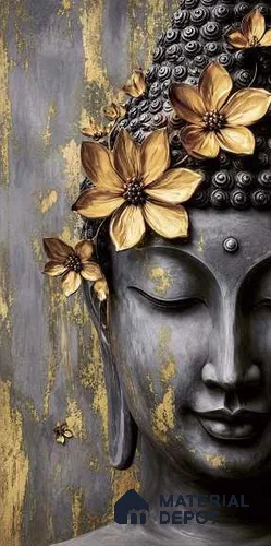 Handmade Third Fired Tile TL 13219 C Gilded Buddha 8 ft x 4 ft Jute Matte Finish Full Body Vitrified Tile - 9 mm